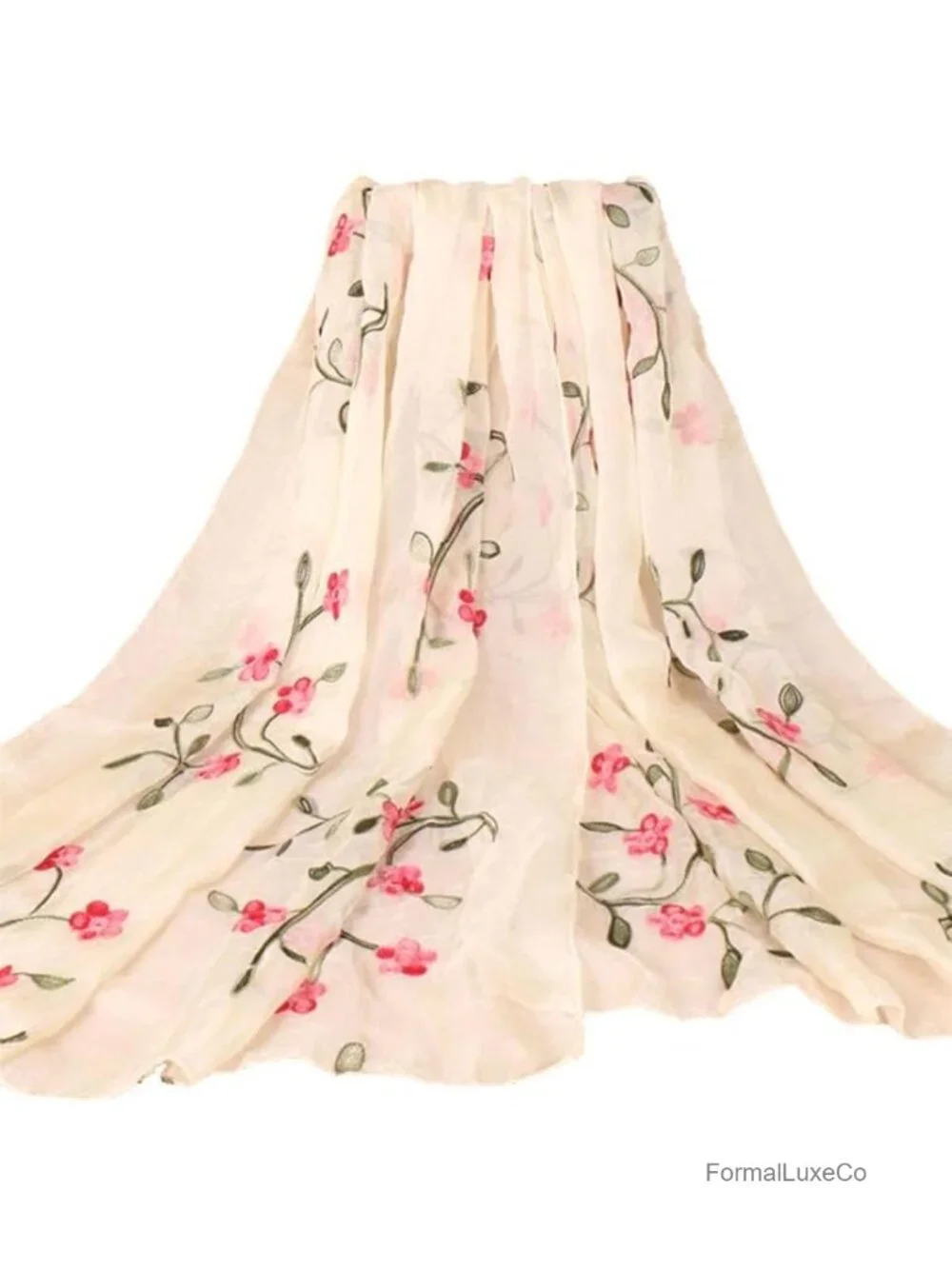 Embroidered Chiffon Lightweight Fashion Scarf Wrap Shawl Oversized